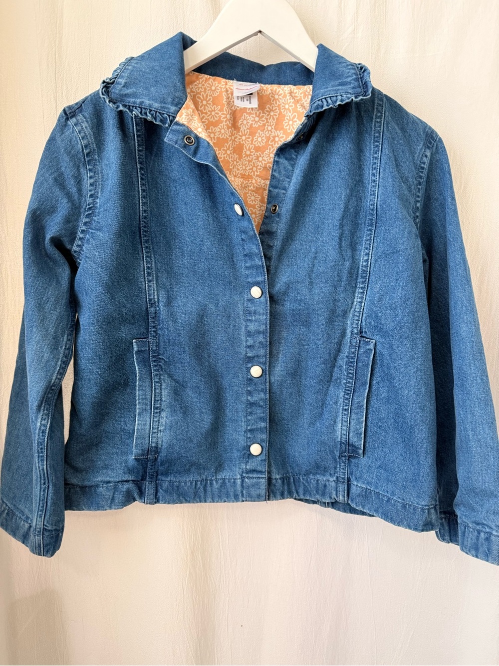 Hanna Anderson, Ruffle Collar Denim Jacket, sz 12